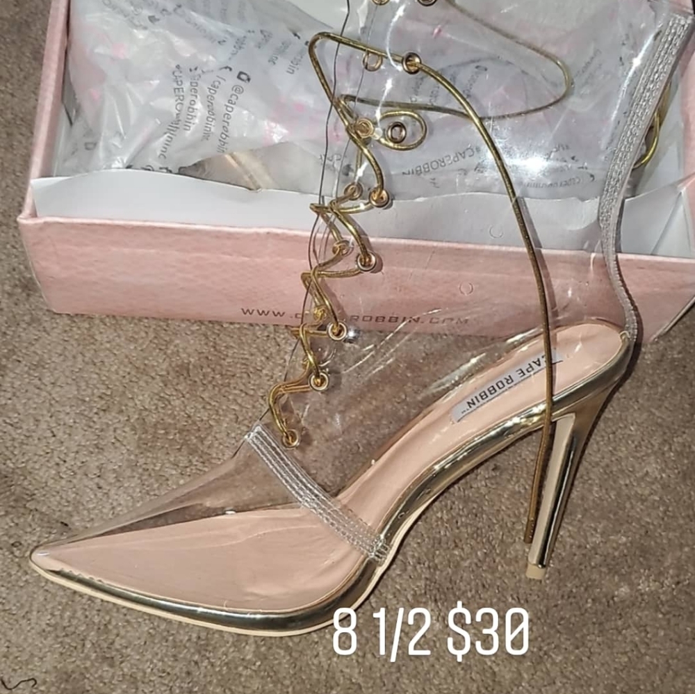 Gold lace up clear boots